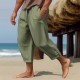 Men's Linen Pants Summer Pants Cropped Pants Beach Pants Drawstring Elastic Waist Plain Comfort Breathable Calf-Length Casual Daily Holiday Fashion Classic Style Black White Men's Linen Pants Summer Pants Cropped Pants Beach Pants Drawstring Elastic Waist Plain Comfort Breathable Calf-Length Casual Daily Holiday Fashion Classic Style Black White
