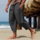 Men's Linen Pants Summer Pants Cropped Pants Beach Pants Drawstring Elastic Waist Plain Comfort Breathable Calf-Length Casual Daily Holiday Fashion Classic Style Black White Men's Linen Pants Summer Pants Cropped Pants Beach Pants Drawstring Elastic Waist Plain Comfort Breathable Calf-Length Casual Daily Holiday Fashion Classic Style Black White