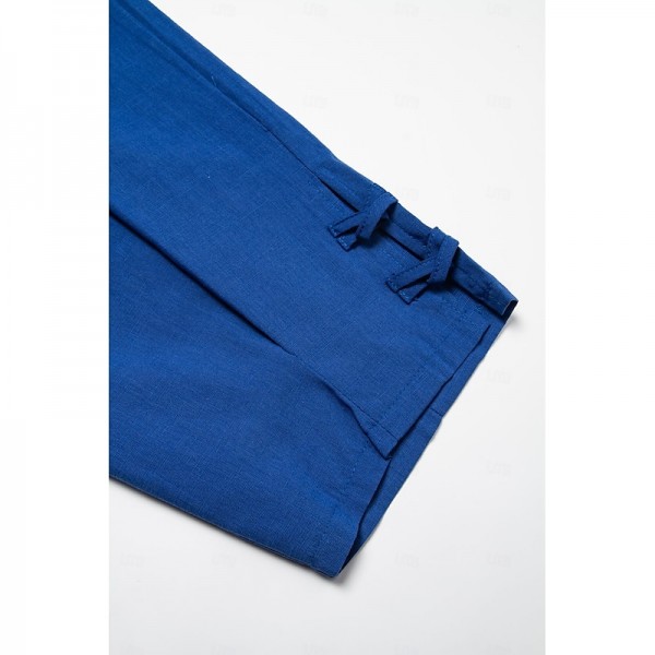 Men's Linen Pants Summer Pants Cropped Pants Beach Pants Drawstring Elastic Waist Plain Comfort Breathable Calf-Length Casual Daily Holiday Fashion Classic Style Black White Men's Linen Pants Summer Pants Cropped Pants Beach Pants Drawstring Elastic Waist Plain Comfort Breathable Calf-Length Casual Daily Holiday Fashion Classic Style Black White