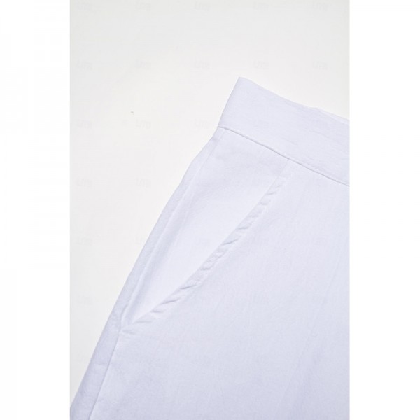 Men's Linen Pants Trousers Summer Pants Beach Pants Front Pocket Straight Leg Plain Comfort Breathable Casual Daily Holiday Fashion Basic Black White Men's Linen Pants Trousers Summer Pants Beach Pants Front Pocket Straight Leg Plain Comfort Breathable Casual Daily Holiday Fashion Basic Black White