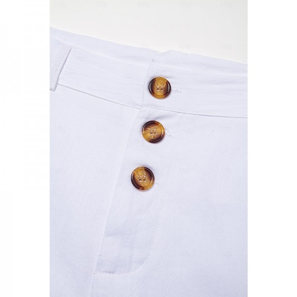 Men's Linen Pants Trousers Summer Pants Beach Pants Front Pocket Straight Leg Plain Comfort Breathable Casual Daily Holiday Fashion Basic Black White Men's Linen Pants Trousers Summer Pants Beach Pants Front Pocket Straight Leg Plain Comfort Breathable Casual Daily Holiday Fashion Basic Black White