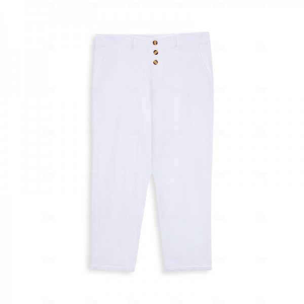 Men's Linen Pants Trousers Summer Pants Beach Pants Front Pocket Straight Leg Plain Comfort Breathable Casual Daily Holiday Fashion Basic Black White Men's Linen Pants Trousers Summer Pants Beach Pants Front Pocket Straight Leg Plain Comfort Breathable Casual Daily Holiday Fashion Basic Black White
