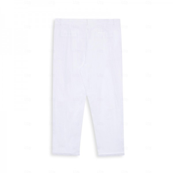 Men's Linen Pants Trousers Summer Pants Beach Pants Front Pocket Straight Leg Plain Comfort Breathable Casual Daily Holiday Fashion Basic Black White Men's Linen Pants Trousers Summer Pants Beach Pants Front Pocket Straight Leg Plain Comfort Breathable Casual Daily Holiday Fashion Basic Black White