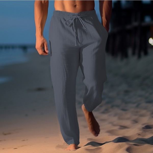 Men's Linen Pants Trousers Summer Pants Beach Pants Drawstring Elastic Waist Straight Leg Plain Comfort Breathable Casual Daily Holiday Fashion Classic Style Light Khaki Black Men's Linen Pants Trousers Summer Pants Beach Pants Drawstring Elastic Waist Straight Leg Plain Comfort Breathable Casual Daily Holiday Fashion Classic Style Light Khaki Black