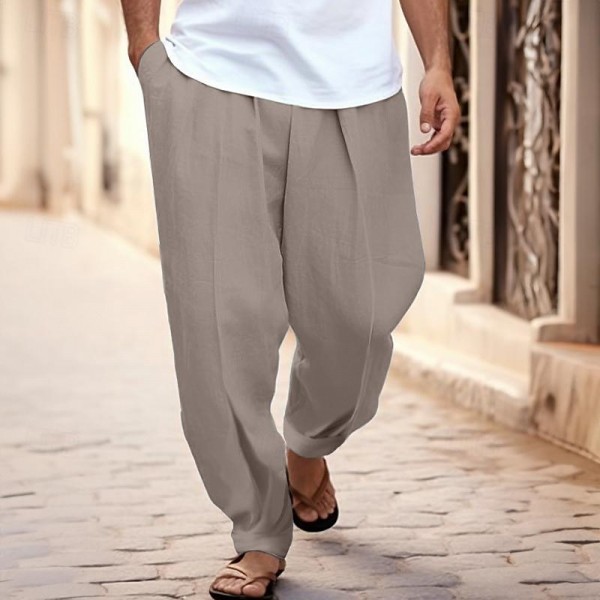 Men's Linen Pants Trousers Summer Pants Tapered Carrot Pants Beach Pants Front Pocket Pleats Plain Comfort Breathable Casual Daily Holiday Fashion Basic Black White Men's Linen Pants Trousers Summer Pants Tapered Carrot Pants Beach Pants Front Pocket Pleats Plain Comfort Breathable Casual Daily Holiday Fashion Basic Black White