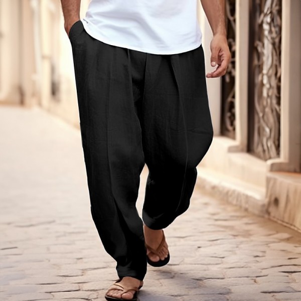 Men's Linen Pants Trousers Summer Pants Tapered Carrot Pants Beach Pants Front Pocket Pleats Plain Comfort Breathable Casual Daily Holiday Fashion Basic Black White Men's Linen Pants Trousers Summer Pants Tapered Carrot Pants Beach Pants Front Pocket Pleats Plain Comfort Breathable Casual Daily Holiday Fashion Basic Black White