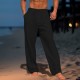 Men's Linen Pants Trousers Summer Pants Beach Pants Drawstring Elastic Waist Pleats Plain Comfort Breathable Casual Daily Holiday Fashion Classic Style Black White Men's Linen Pants Trousers Summer Pants Beach Pants Drawstring Elastic Waist Pleats Plain Comfort Breathable Casual Daily Holiday Fashion Classic Style Black White