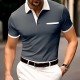 Men&#039;s Button Up Polos Polo Shirt Casual Holiday Lapel Short Sleeve Fashion Basic Plain Classic Summer Regular Fit Navy Black White Burgundy Sky Blue Grey Button Up Polos