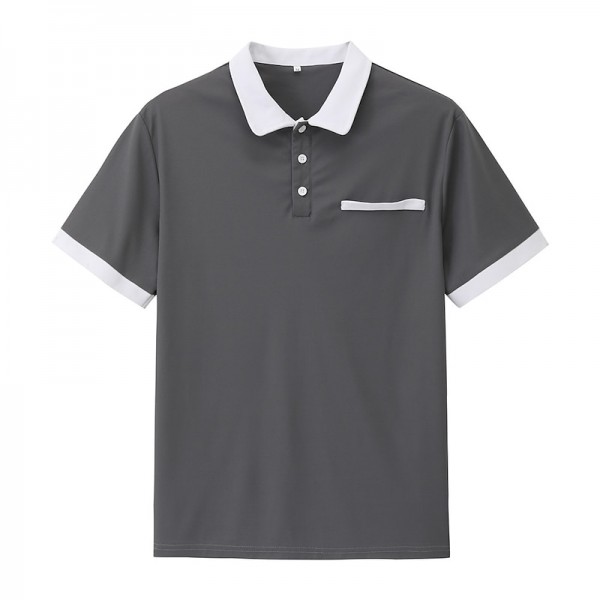 Men&#039;s Button Up Polos Polo Shirt Casual Holiday Lapel Short Sleeve Fashion Basic Plain Classic Summer Regular Fit Navy Black White Burgundy Sky Blue Grey Button Up Polos