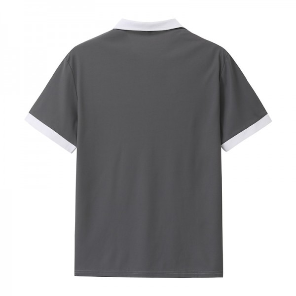 Men&#039;s Button Up Polos Polo Shirt Casual Holiday Lapel Short Sleeve Fashion Basic Plain Classic Summer Regular Fit Navy Black White Burgundy Sky Blue Grey Button Up Polos