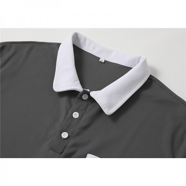 Men&#039;s Button Up Polos Polo Shirt Casual Holiday Lapel Short Sleeve Fashion Basic Plain Classic Summer Regular Fit Navy Black White Burgundy Sky Blue Grey Button Up Polos