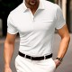 Men&#039;s Button Up Polos Polo Shirt Casual Holiday Lapel Short Sleeve Fashion Basic Plain Classic Summer Regular Fit Navy Black White Burgundy Sky Blue Grey Button Up Polos