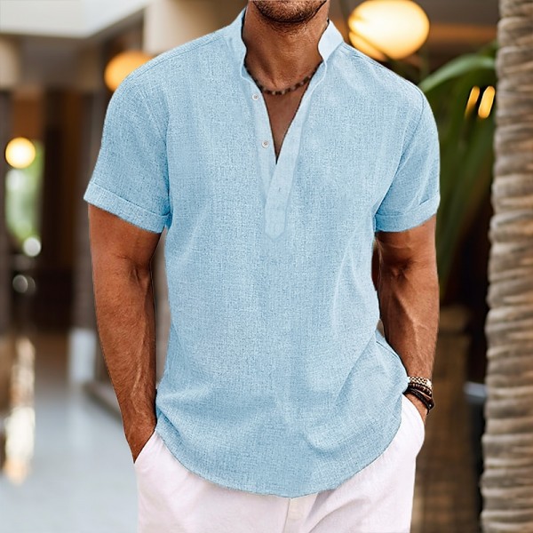 Men's Shirt Linen Shirt Popover Shirt Summer Shirt Beach Shirt Black White Pink Short Sleeve Plain Henley Summer Casual Daily Clothing Apparel Men's Shirt Linen Shirt Popover Shirt Summer Shirt Beach Shirt Black White Pink Short Sleeve Plain Henley Summer Casual Daily Clothing Apparel