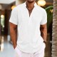 Men's Shirt Linen Shirt Popover Shirt Summer Shirt Beach Shirt Black White Pink Short Sleeve Plain Henley Summer Casual Daily Clothing Apparel Men's Shirt Linen Shirt Popover Shirt Summer Shirt Beach Shirt Black White Pink Short Sleeve Plain Henley Summer Casual Daily Clothing Apparel