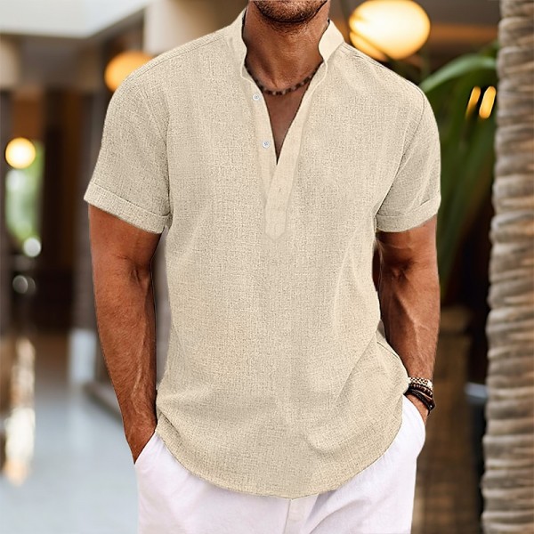 Men's Shirt Linen Shirt Popover Shirt Summer Shirt Beach Shirt Black White Pink Short Sleeve Plain Henley Summer Casual Daily Clothing Apparel Men's Shirt Linen Shirt Popover Shirt Summer Shirt Beach Shirt Black White Pink Short Sleeve Plain Henley Summer Casual Daily Clothing Apparel