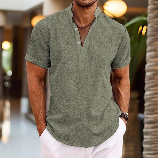 Men's Shirt Linen Shirt Popover Shirt Summer Shirt Beach Shirt Black White Pink Short Sleeve Plain Henley Summer Casual Daily Clothing Apparel Men's Shirt Linen Shirt Popover Shirt Summer Shirt Beach Shirt Black White Pink Short Sleeve Plain Henley Summer Casual Daily Clothing Apparel