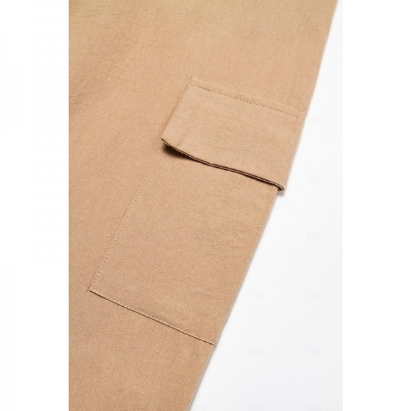 Men&#039;s Cargo Pants Linen Pants Trousers Summer Pants Drawstring Multi Pocket Straight Leg Plain Comfort Breathable Outdoor Daily Going out Fashion Casual Black White