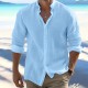 Men's Shirt Linen Shirt Button Up Shirt Summer Shirt Beach Shirt Black White Pink Long Sleeve Plain Band Collar Spring & Summer Casual Daily Clothing Apparel Men's Shirt Linen Shirt Button Up Shirt Summer Shirt Beach Shirt Black White Pink Long Sleeve Plain Band Collar Spring & Summer Casual Daily Clothing Apparel