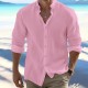 Men's Shirt Linen Shirt Button Up Shirt Summer Shirt Beach Shirt Black White Pink Long Sleeve Plain Band Collar Spring & Summer Casual Daily Clothing Apparel Men's Shirt Linen Shirt Button Up Shirt Summer Shirt Beach Shirt Black White Pink Long Sleeve Plain Band Collar Spring & Summer Casual Daily Clothing Apparel
