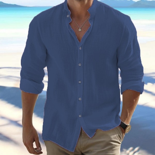 Men's Shirt Linen Shirt Button Up Shirt Summer Shirt Beach Shirt Black White Pink Long Sleeve Plain Band Collar Spring & Summer Casual Daily Clothing Apparel Men's Shirt Linen Shirt Button Up Shirt Summer Shirt Beach Shirt Black White Pink Long Sleeve Plain Band Collar Spring & Summer Casual Daily Clothing Apparel