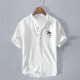 Men's Shirt Linen Shirt Cotton Linen Shirt Popover Shirt Casual Shirt White Navy Blue Light Blue Short Sleeve Coconut Tree Band Collar Summer Street Hawaiian Clothing Apparel Men's Shirt Linen Shirt Cotton Linen Shirt Popover Shirt Casual Shirt White Navy Blue Light Blue Short Sleeve Coconut Tree Band Collar Summer Street Hawaiian Clothing Apparel