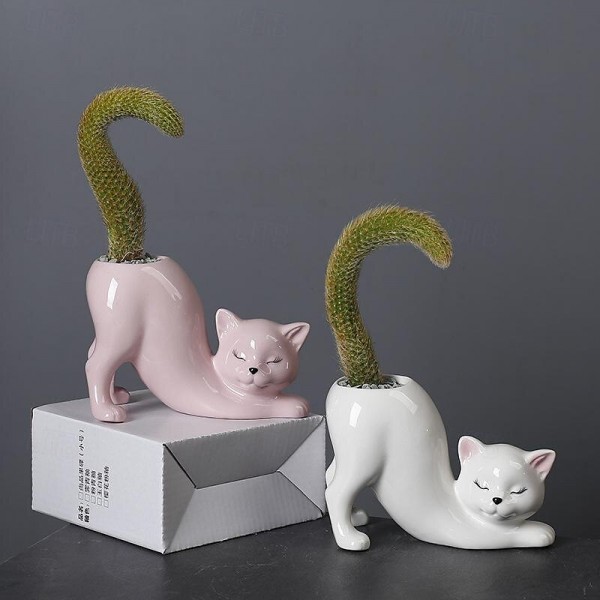 Cat Planter Plant Flower Pot Succulent Pots Succulent Planter Cat Succulent Pots with Drainage Hole Cat Tail Flower Pot Ceramic Cactus Planter Pot Cat Gifts Animal Planter Cute Cat Decor Cat Planter Plant Flower Pot Succulent Pots Succulent Planter Cat Succulent Pots with Drainage Hole Cat Tail Flower Pot Ceramic Cactus Planter Pot Cat Gifts Animal Planter Cute Cat Decor