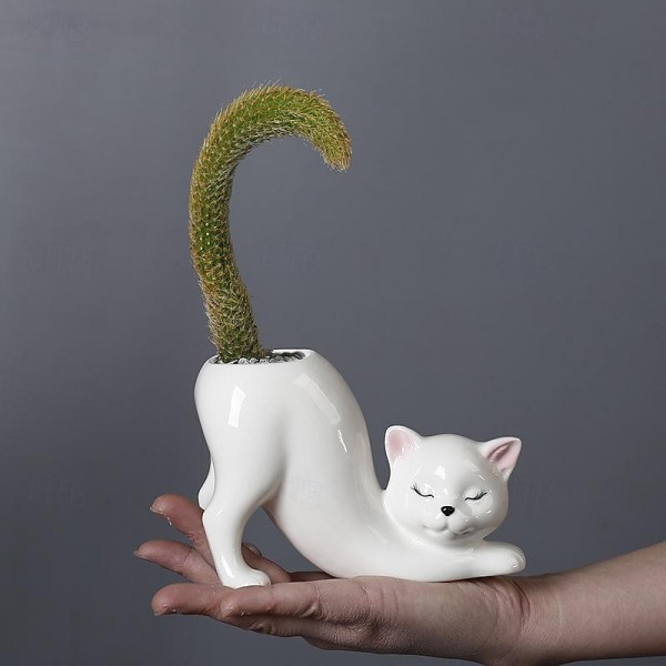 Cat Planter Plant Flower Pot Succulent Pots Succulent Planter Cat Succulent Pots with Drainage Hole Cat Tail Flower Pot Ceramic Cactus Planter Pot Cat Gifts Animal Planter Cute Cat Decor Cat Planter Plant Flower Pot Succulent Pots Succulent Planter Cat Succulent Pots with Drainage Hole Cat Tail Flower Pot Ceramic Cactus Planter Pot Cat Gifts Animal Planter Cute Cat Decor