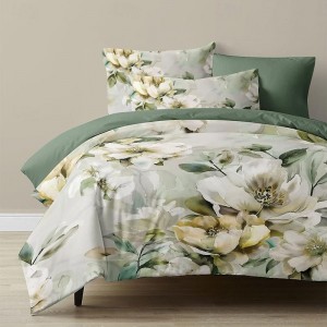 100% Cotton White Flower Plush Cloth Duvet Cover 3-Piece Set for Summer Soft Skin Friendly Long Lasting Comfy Lightweight