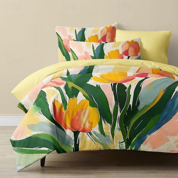 100% Cotton Floral Tropical Series Duvet Cover 3-Piece Set for Summer Soft Skin Friendly Long Lasting 100% Cotton Floral Tropical Series Duvet Cover 3-Piece Set for Summer Soft Skin Friendly Long Lasting