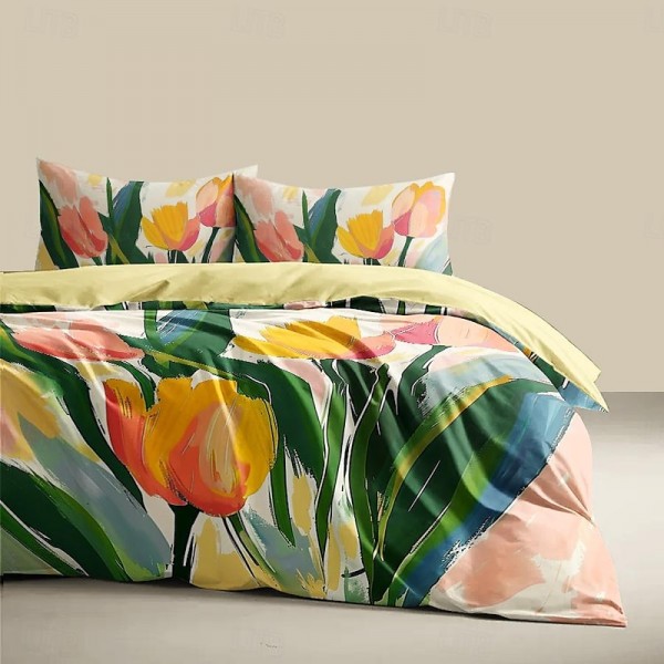 100% Cotton Floral Tropical Series Duvet Cover 3-Piece Set for Summer Soft Skin Friendly Long Lasting 100% Cotton Floral Tropical Series Duvet Cover 3-Piece Set for Summer Soft Skin Friendly Long Lasting