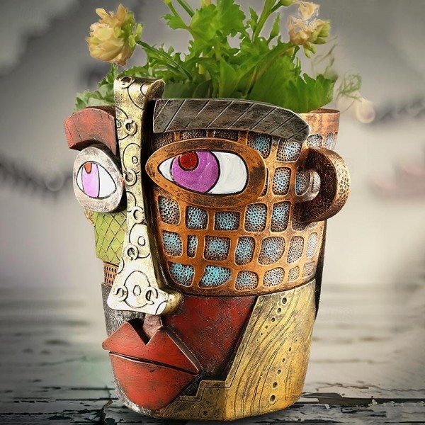 Brutalist Abstract Beauty Face Flower Pot Colorful Resin Head Planter with Handles for Easy Moving, Unique Artistic Decor for Indoor/Outdoor Plants, Perfect Gift for Art and Plant Lovers Brutalist Abstract Beauty Face Flower Pot Colorful Resin Head Planter with Handles for Easy Moving, Unique Artistic Decor for Indoor/Outdoor Plants, Perfect Gift for Art and Plant Lovers