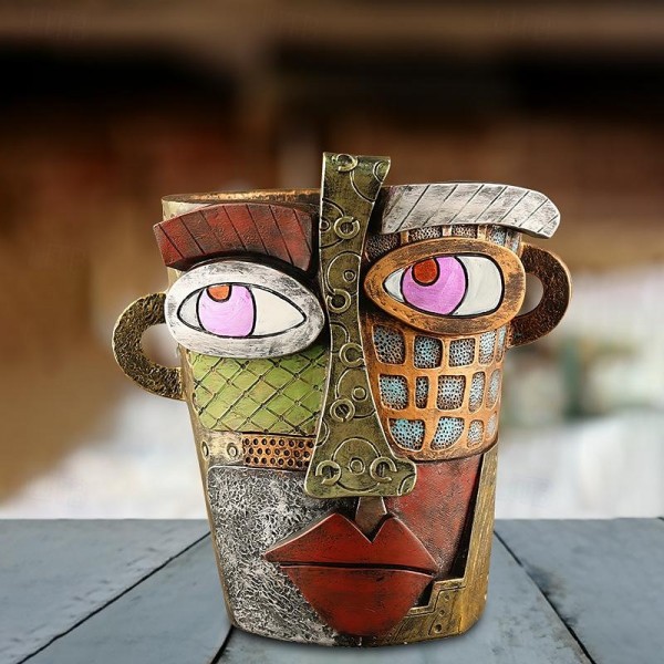 Brutalist Abstract Beauty Face Flower Pot Colorful Resin Head Planter with Handles for Easy Moving, Unique Artistic Decor for Indoor/Outdoor Plants, Perfect Gift for Art and Plant Lovers Brutalist Abstract Beauty Face Flower Pot Colorful Resin Head Planter with Handles for Easy Moving, Unique Artistic Decor for Indoor/Outdoor Plants, Perfect Gift for Art and Plant Lovers
