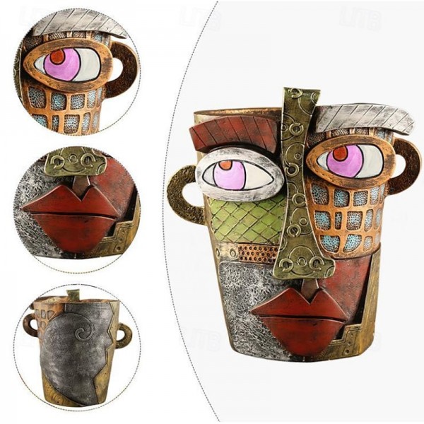 Brutalist Abstract Beauty Face Flower Pot Colorful Resin Head Planter with Handles for Easy Moving, Unique Artistic Decor for Indoor/Outdoor Plants, Perfect Gift for Art and Plant Lovers Brutalist Abstract Beauty Face Flower Pot Colorful Resin Head Planter with Handles for Easy Moving, Unique Artistic Decor for Indoor/Outdoor Plants, Perfect Gift for Art and Plant Lovers