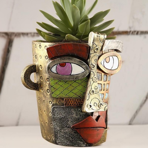 Brutalist Abstract Beauty Face Flower Pot Colorful Resin Head Planter with Handles for Easy Moving, Unique Artistic Decor for Indoor/Outdoor Plants, Perfect Gift for Art and Plant Lovers Brutalist Abstract Beauty Face Flower Pot Colorful Resin Head Planter with Handles for Easy Moving, Unique Artistic Decor for Indoor/Outdoor Plants, Perfect Gift for Art and Plant Lovers