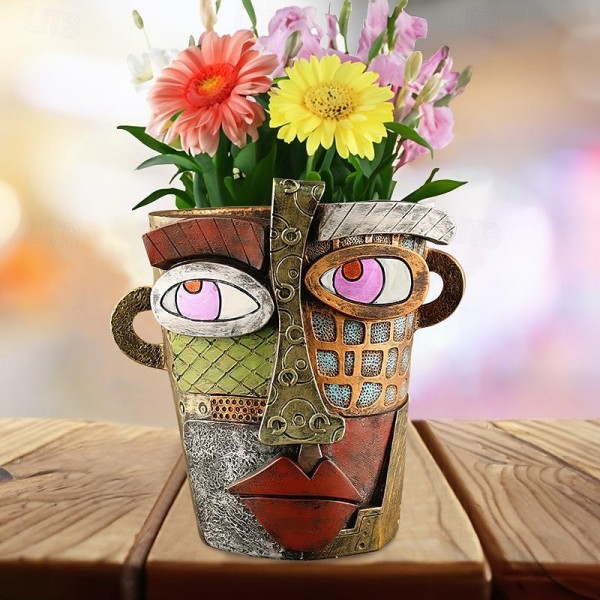 Brutalist Abstract Beauty Face Flower Pot Colorful Resin Head Planter with Handles for Easy Moving, Unique Artistic Decor for Indoor/Outdoor Plants, Perfect Gift for Art and Plant Lovers Brutalist Abstract Beauty Face Flower Pot Colorful Resin Head Planter with Handles for Easy Moving, Unique Artistic Decor for Indoor/Outdoor Plants, Perfect Gift for Art and Plant Lovers