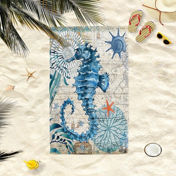 Beach Towel Quick-Drying Vintage Seahorse Sea Turtle Soft Microfiber Sand Pool Bath Outdoor Travel Towel Camping Swimming Yoga Sports Girls Women Men Adults Beach Towel Quick-Drying Vintage Seahorse Sea Turtle Soft Microfiber Sand Pool Bath Outdoor Travel Towel Camping Swimming Yoga Sports Girls Women Men Adults