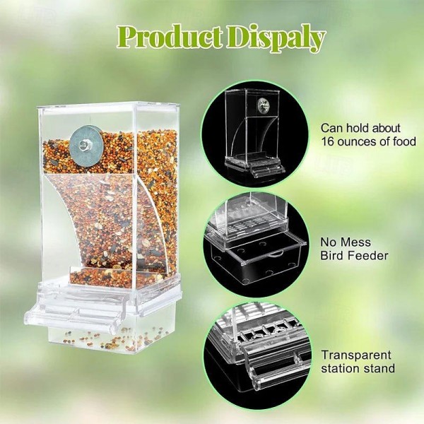 No Mess Automatic Bird Feeder,Automatic No-Spill Transparent Bird Feeder - Anti-Splash and Mess-Free Feeding Box No Mess Automatic Bird Feeder,Automatic No-Spill Transparent Bird Feeder - Anti-Splash and Mess-Free Feeding Box