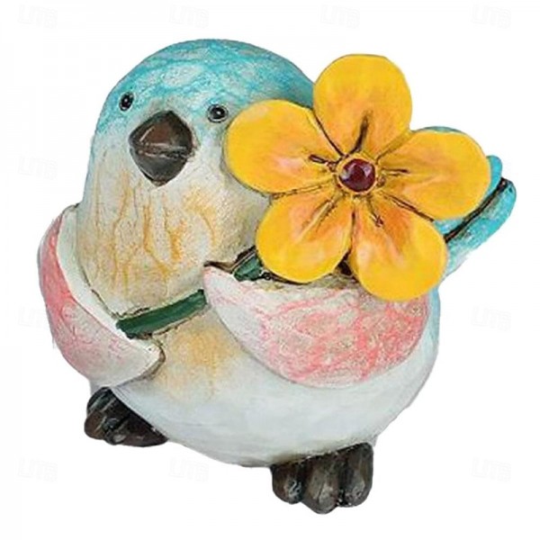Colorful Bird Ornament With Flowers Hand Painted Resin Animals Statues Holiday Decor Home Garden Table Decoration Bird Figurine Crutches Ornament Colorful Bird Ornament With Flowers Hand Painted Resin Animals Statues Holiday Decor Home Garden Table Decoration Bird Figurine Crutches Ornament