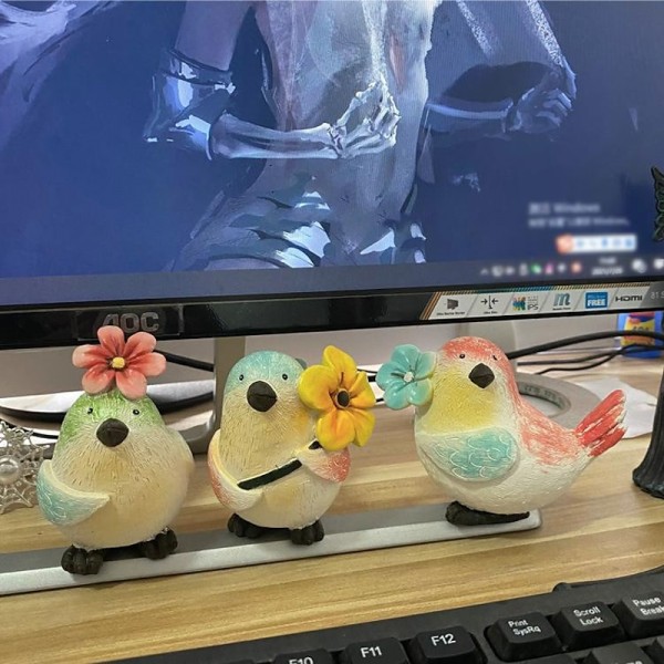 Colorful Bird Ornament With Flowers Hand Painted Resin Animals Statues Holiday Decor Home Garden Table Decoration Bird Figurine Crutches Ornament Colorful Bird Ornament With Flowers Hand Painted Resin Animals Statues Holiday Decor Home Garden Table Decoration Bird Figurine Crutches Ornament