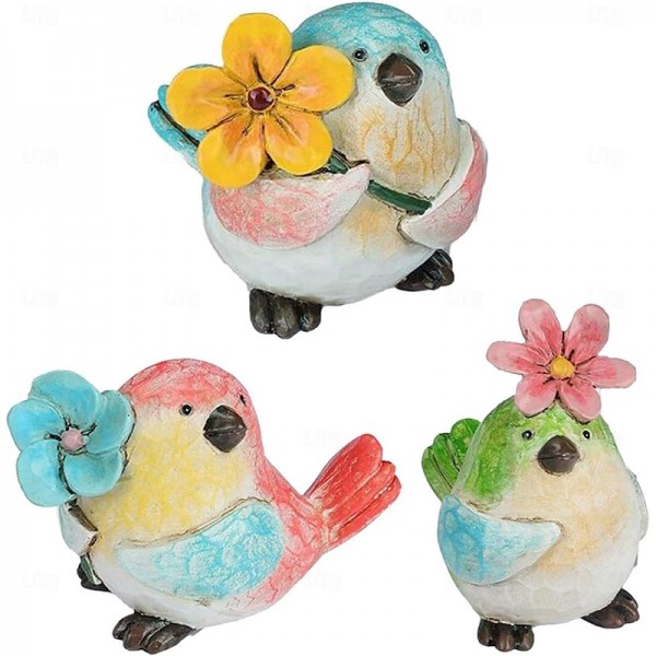 Colorful Bird Ornament With Flowers Hand Painted Resin Animals Statues Holiday Decor Home Garden Table Decoration Bird Figurine Crutches Ornament Colorful Bird Ornament With Flowers Hand Painted Resin Animals Statues Holiday Decor Home Garden Table Decoration Bird Figurine Crutches Ornament
