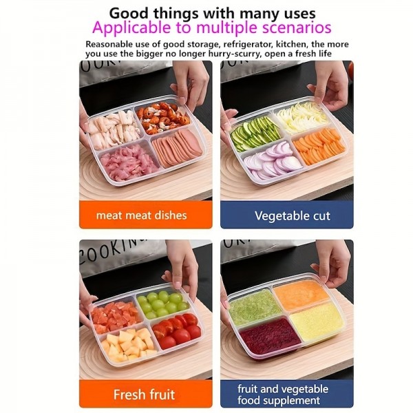 2pcs Refrigerator Storage Box Four Sections Divided Food Crisper Food Grade Sealed Box Food Meat Frozen Box Onion Ginger Garlic Prepared Vegetables Refrigerated Crisper Box Kitchen Supplies 2pcs Refrigerator Storage Box Four Sections Divided Food Crisper Food Grade Sealed Box Food Meat Frozen Box Onion Ginger Garlic Prepared Vegetables Refrigerated Crisper Box Kitchen Supplies