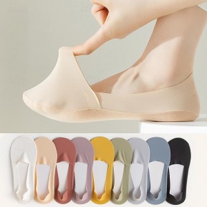 5pcs/set Ice Silk Boat Socks Women&#039;s Spring Summer Thin Non-slip Socks Cotton Bottom Socks High Heels Shallow Mouth Invisible Socks
