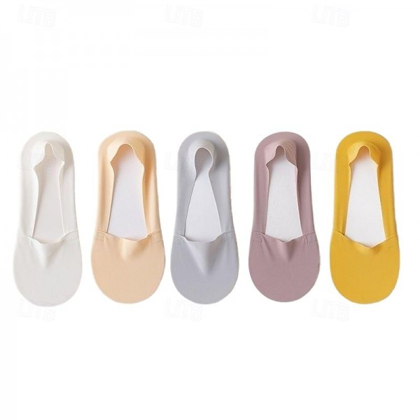 5pcs/set Ice Silk Boat Socks Women's Spring Summer Thin Non-slip Socks Cotton Bottom Socks High Heels Shallow Mouth Invisible Socks 5pcs/set Ice Silk Boat Socks Women's Spring Summer Thin Non-slip Socks Cotton Bottom Socks High Heels Shallow Mouth Invisible Socks