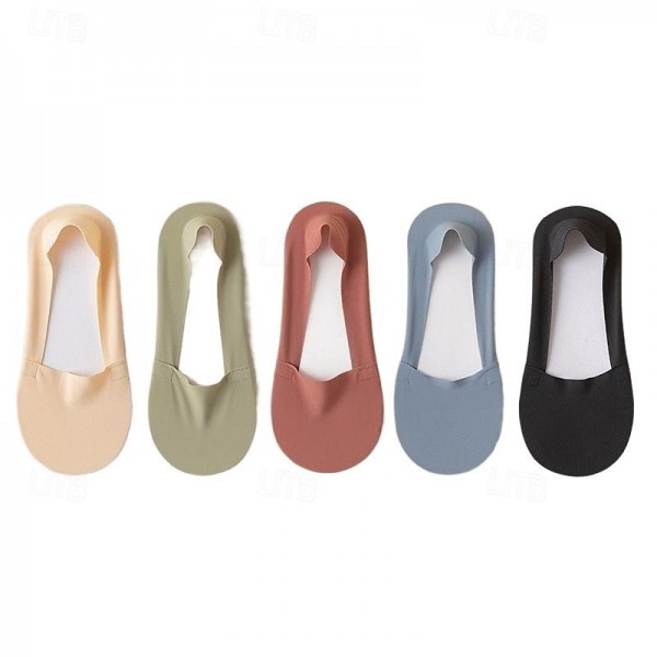 5pcs/set Ice Silk Boat Socks Women's Spring Summer Thin Non-slip Socks Cotton Bottom Socks High Heels Shallow Mouth Invisible Socks 5pcs/set Ice Silk Boat Socks Women's Spring Summer Thin Non-slip Socks Cotton Bottom Socks High Heels Shallow Mouth Invisible Socks