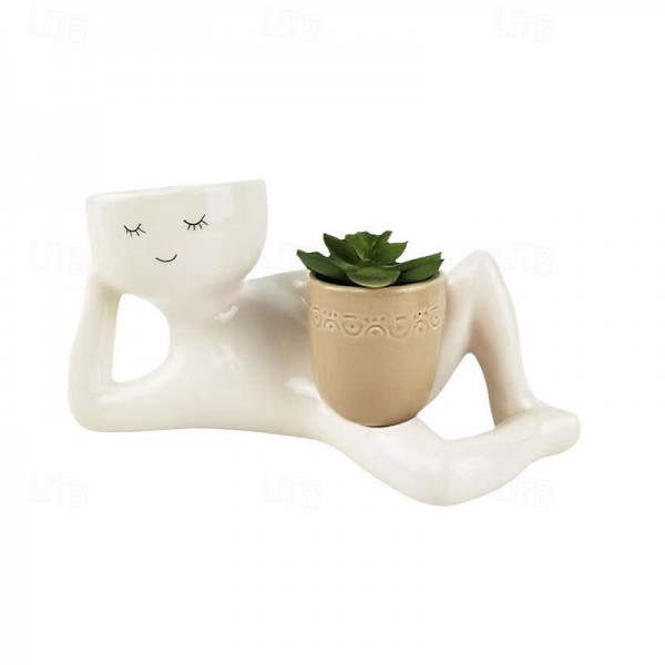 Lazy Little Figure Flower Basin House Desktop Resin Sculpture Miniature Figure Flower Basin House Desktop Ornament for Office, Succulent Planter Pot Lazy Little Figure Flower Basin House Desktop Resin Sculpture Miniature Figure Flower Basin House Desktop Ornament for Office, Succulent Planter Pot