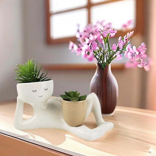 Lazy Little Figure Flower Basin House Desktop Resin Sculpture Miniature Figure Flower Basin House Desktop Ornament for Office, Succulent Planter Pot Lazy Little Figure Flower Basin House Desktop Resin Sculpture Miniature Figure Flower Basin House Desktop Ornament for Office, Succulent Planter Pot
