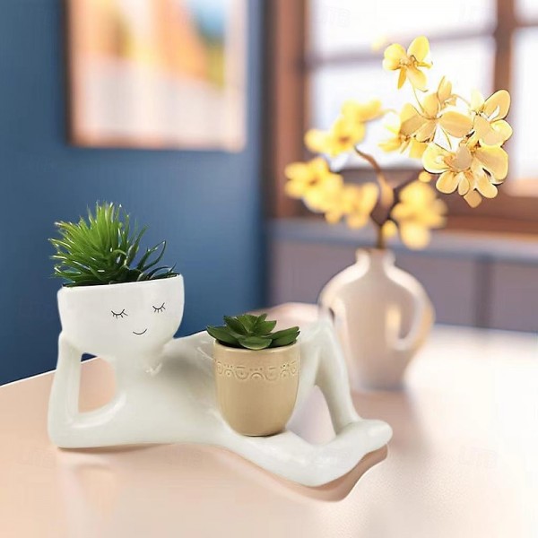 Lazy Little Figure Flower Basin House Desktop Resin Sculpture Miniature Figure Flower Basin House Desktop Ornament for Office, Succulent Planter Pot Lazy Little Figure Flower Basin House Desktop Resin Sculpture Miniature Figure Flower Basin House Desktop Ornament for Office, Succulent Planter Pot
