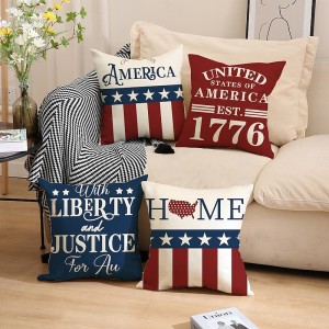 Independence Day Decorative Toss Pillows Cover 1PC Soft Square Cushion Case Pillowcase for Bedroom Livingroom Sofa Couch Chair