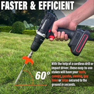 8/16pcs Screw in Tent Stakes 8&quot; - Ground Anchors Screw in Hexagonal Spiral Glow-in-the-Dark Tent Pegs - Outdoor Night-Light Rotatable M8 Carbon Steel Hexagonal Plastic Head 20cm Threaded Tent Pegs
