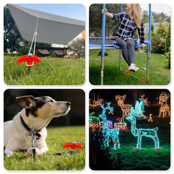 8/16pcs Screw in Tent Stakes 8&quot; - Ground Anchors Screw in Hexagonal Spiral Glow-in-the-Dark Tent Pegs - Outdoor Night-Light Rotatable M8 Carbon Steel Hexagonal Plastic Head 20cm Threaded Tent Pegs